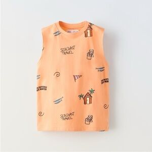Zara Kids, peach, Printed T-Shirt, 6-7 years